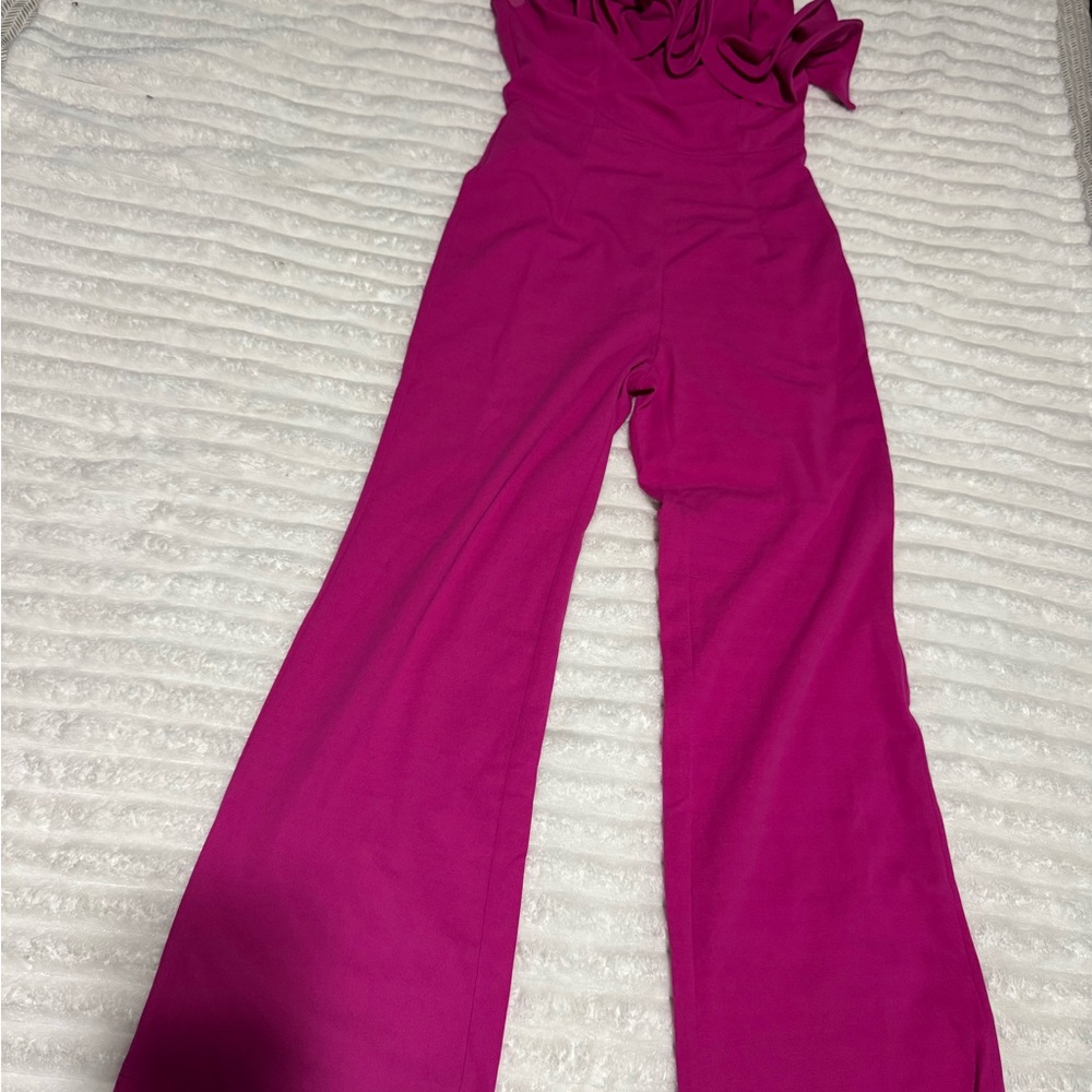 Vibrant Pink Wide-Leg Jumpsuit for Formal Occasions